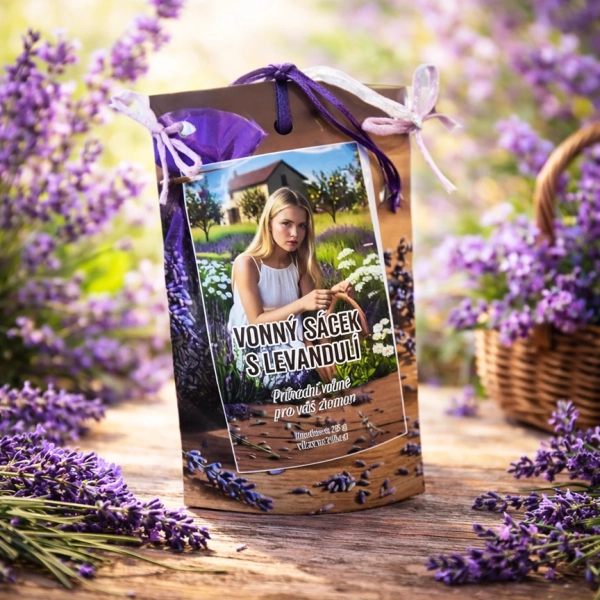 Pytlíček s levandulí , organza, 25 g - žena v levanduli