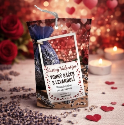 Pytlíček s levandulí , organza, 25 g - valentýnský balíček