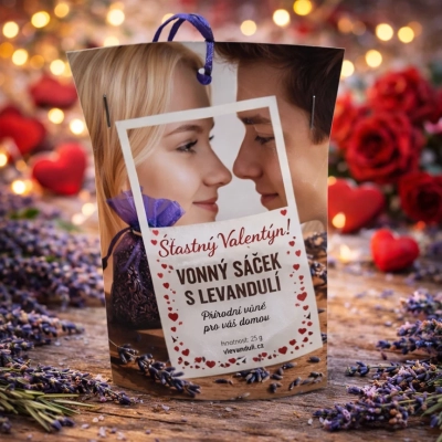 Pytlíček s levandulí , organza, 25 g - valentýnský balíček pár 